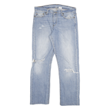 LEVI'S 501 Mens Jeans Blue Regular Straight Denim Stone Wash W32 L28 Distressed