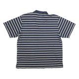 NAUTICA Mens Blue & Cream Striped Short Sleeve Polo Shirt XL Cotton Casual