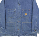 BIG BEN Mens Blue Button Cotton Blend Denim Jacket L Workwear Casual