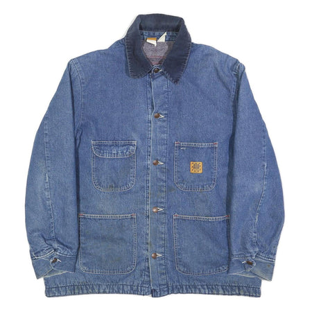 BIG BEN Mens Blue Button Cotton Blend Denim Jacket L Workwear Casual