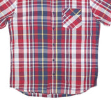 LEVI'S Mens Red Blue Plaid Shirt M Cotton Blend Short Sleeve Casual