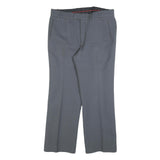 BRUNEX Mens Grey Regular Straight Trousers W34 L30 Classic Zip Closure