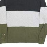 CHAMPION REVERSE WEAVE Mens Black & Grey & Green Long Sleeve Colourblock Polo