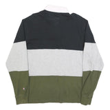 CHAMPION REVERSE WEAVE Mens Black & Grey & Green Long Sleeve Colourblock Polo