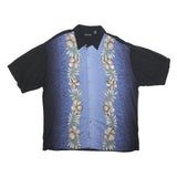 PIERRE CARDIN Mens Blue & Black Rayon Shirt 2XL Floral Print Vacation Relaxed