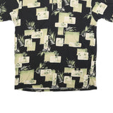 BAMBOO CAY Mens Black & Green Printed Short Sleeve Polo Shirt XL Cotton Blend
