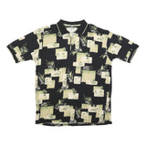 BAMBOO CAY Mens Black & Green Printed Short Sleeve Polo Shirt XL Cotton Blend