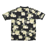 BAMBOO CAY Mens Black & Green Printed Short Sleeve Polo Shirt XL Cotton Blend