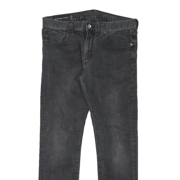 ARMANI EXCHANGE Mens Jeans Black Slim Skinny Denim W32 L28 Zip Cotton Blend