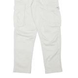 ZARA Mens Cotton Blend White Relaxed Cargo Trousers W30 L29 Casual Zip Closure