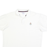 CHAPS Mens White Short Sleeve Plain Polo Shirt L Cotton Blend Classic Fit Button