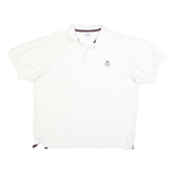 CHAPS Mens White Short Sleeve Plain Polo Shirt L Cotton Blend Classic Fit Button