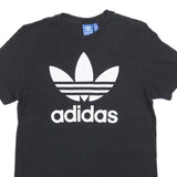 ADIDAS Mens Black Graphic T-Shirt M Short Sleeve Crew Neck Cotton Blend Casual