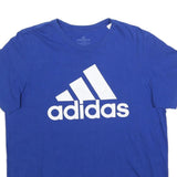 ADIDAS Mens Blue Cotton Blend T-Shirt XL Short Sleeve Crew Neck Logo Graphic
