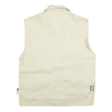 EASTERN COTTAGE Mens Cream Cotton Blend Utility Vest M Jacket Plain Zip Pockets