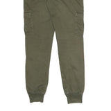 AMADO Mens Cotton Blend Olive Slim Cargo Trousers W32 L30 Zip Pockets Casual