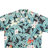 HAWAII Mens Black Floral & Green Leaves Hawaiian Shirt XL Tropical Print
