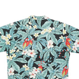 HAWAII Mens Black Floral & Green Leaves Hawaiian Shirt XL Tropical Print