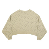 NIKE Womens Beige Cotton Blend Sweatshirt M Crew Neck Long Sleeve Comfortable