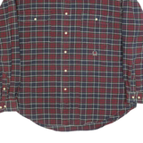 TOMMY HILFIGER Mens Red & Navy Check Shirt XL Button-Down Long Sleeve Cotton