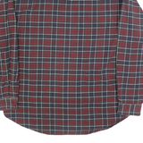 TOMMY HILFIGER Mens Red & Navy Check Shirt XL Button-Down Long Sleeve Cotton