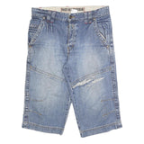 NO EXCESS Womens Denim Blue Casual Cotton Blend XL W36 Distressed Shorts