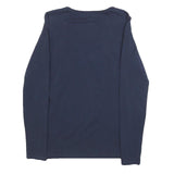 GUESS Womens Navy Blue Graphic T-Shirt M Long Sleeve Scoop Neck Elegant Design