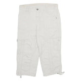STYLE & CO Womens White Casual Cotton Blend Cargo Shorts UK 12 W30 Button