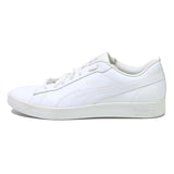 PUMA Smash V2 Womens Low Top Trainers White Leather UK 7.5 Classic Casual