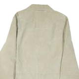 Womens Beige Coach Suede Leather Jacket L Button Closure Plain Classic Style