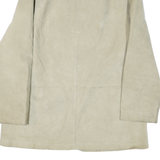 Womens Beige Coach Suede Leather Jacket L Button Closure Plain Classic Style