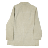 Womens Beige Coach Suede Leather Jacket L Button Closure Plain Classic Style
