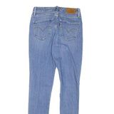 LEVI'S 721 Womens Slim Blue Denim Light W28 W25 Zip Slim Fit Ripped Knee Jeans