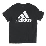 ADIDAS Mens Black Graphic T-Shirt L Short Sleeve Crew Neck Cotton Blend Logo