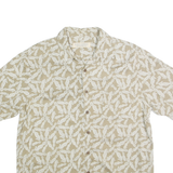 ISLAND REPUBLIC Mens Beige & White Silk Shirt L Printed Button Down Casual