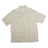 ISLAND REPUBLIC Mens Beige & White Silk Shirt L Printed Button Down Casual