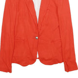 ZARA Womens Red Jacket S Cotton Blazer Classic Tailored Button Closure
