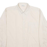 Mens Cream Plain Shirt 2XL Classic Long Sleeve Button Closure Smart Casual