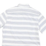 NAUTICA Mens White & Grey Stripe Cotton Blend Short Sleeve Shirt M Classic Fit