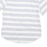 NAUTICA Mens White & Grey Stripe Cotton Blend Short Sleeve Shirt M Classic Fit