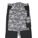 Mens Cotton Blend Grey Camouflage Black Panel Relaxed Cargo Trousers W35 L26