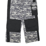 Mens Cotton Blend Grey Camouflage Black Panel Relaxed Cargo Trousers W35 L26