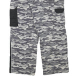 Mens Cotton Blend Grey Camouflage Black Panel Relaxed Cargo Trousers W35 L26