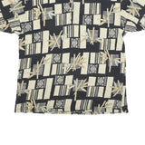 BAMBOO CAY Mens Black & Beige Graphic Short Sleeve Polo Shirt L Cotton Blend
