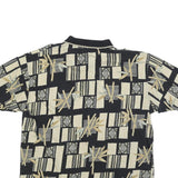 BAMBOO CAY Mens Black & Beige Graphic Short Sleeve Polo Shirt L Cotton Blend