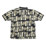 BAMBOO CAY Mens Black & Beige Graphic Short Sleeve Polo Shirt L Cotton Blend