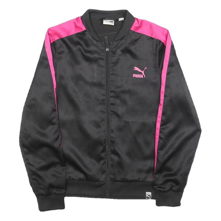PUMA Womens Black & Pink Zip Track Jacket UK 8 Polyester Sportswear Lightweight