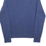 POLO RALPH LAUREN Mens Blue Jumper Plain Crew Neck Basic Knit S Wool Classic