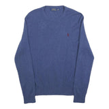 POLO RALPH LAUREN Mens Blue Jumper Plain Crew Neck Basic Knit S Wool Classic