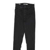 LEVI'S Womens Black Slim Skinny Denim Raw W23 L28 Zip Cotton Blend Jeans